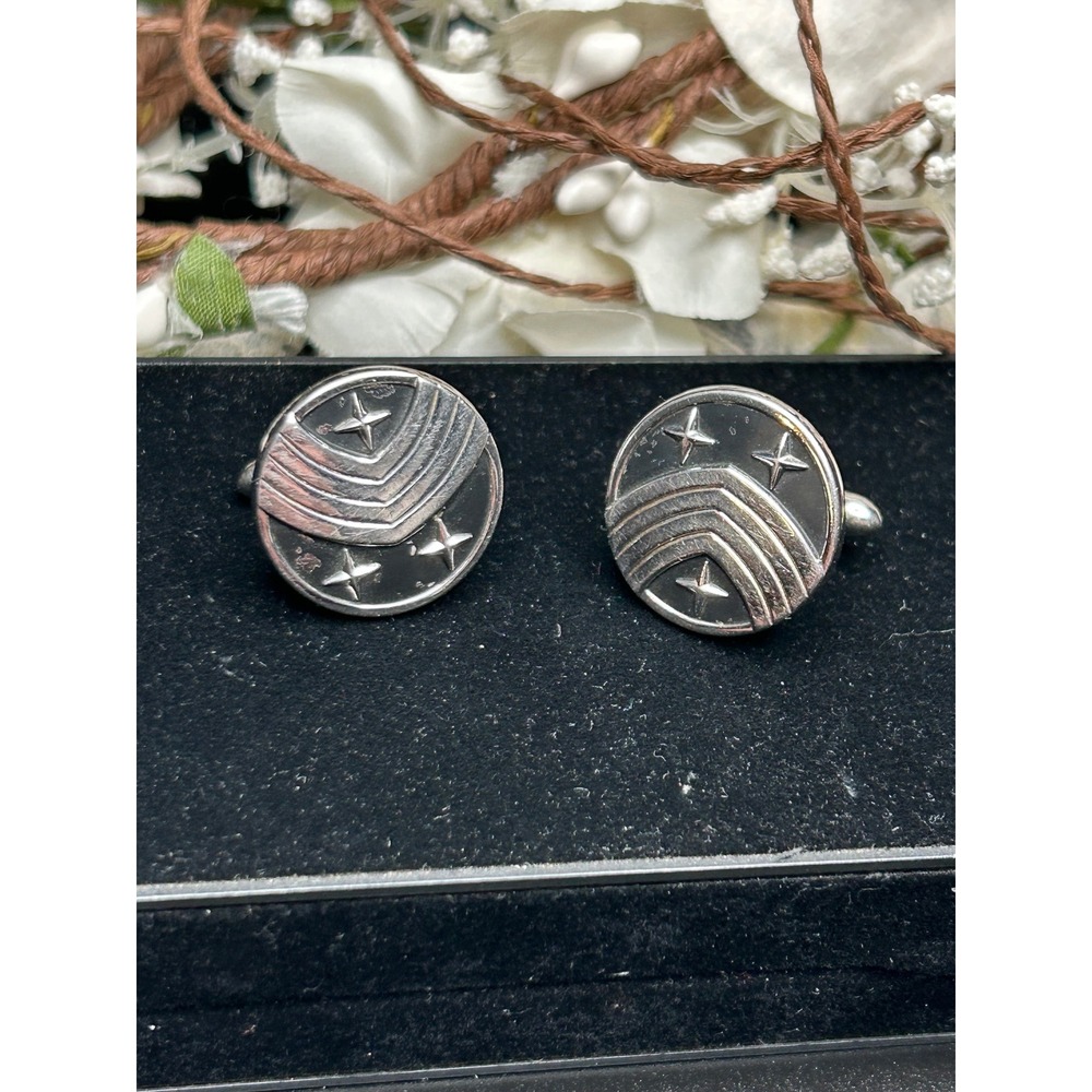 Vintage Swank Atomic Starburst Cufflinks Silver Tone Space Age Mid Century‎